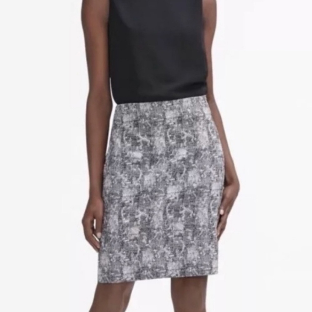 MM Lafleur "Noho" crackle Pencil skirt size 12 zipper side Women's Career Black